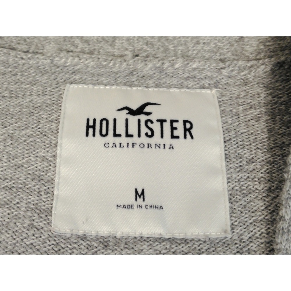 Hollister Mens Heather Gray Button Front Cardigan Sweater Logo Size M - Picture 3 of 9